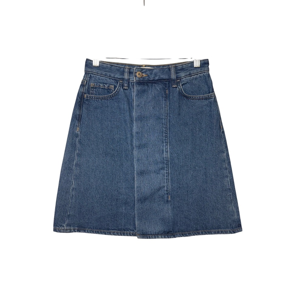 COS‎ Denim A-Line Mini Skirt Womens Size 4 Medium Blue Cotton Button Fly Casual